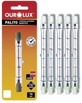 5 Lâmpada Halógena Palito Ourolux 150w 220v Luz Amarela