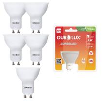 5 Lâmpada Led Dicroica Gu10 Bivolt 4w 2700k Luz Quente Forte 5 Lâmpada Led Dicroica Gu10 Bivolt 4w 2700k Luz Quente Forte