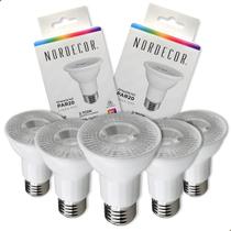 5 Lâmpada Par20 Nordecor 7w Branco Quente 2700k Irc95