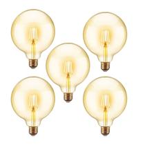 5 Lâmpadas Filamento Led G125 Decorativa 4w Bivolt E27 Varal Luz Retrô Vintage Lustre Amarelo Âmbar