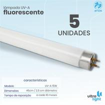 5 Lâmpadas Fluorescente Uv-A 15w