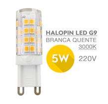 5 Lâmpadas Halopin LED G9 5W 220V Luz Branca Quente/3000K - P/Lustres Luminárias e Arandelas