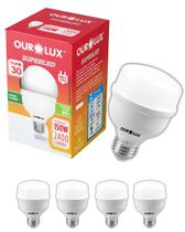 5 Lâmpadas LED 30w Bivolt Base E27 Cor Da Luz Branco Quente Ourolux