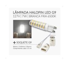 5 Lâmpadas LED Bipino G9 Halopin 7W 127V Branca Fria/6500K + Soquetes