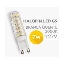 5 Lâmpadas LED Bipino G9 Halopin 7W 127V Luz Branca Quente/3000K