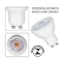 5 Lâmpadas LED Dicroica MR16 GU10 6,5W Bivolt - Luz Branca Quente/3000K - Certificado INMETRO - CTB
