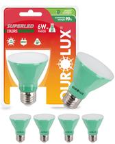 5 Lâmpadas LED Par20 Ourolux 6w Base E27 Cor da Luz Verde Bivolt