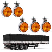 5 Lanternas Cromadas Bojuda Foguinho Âmbar Carreta Âmbar