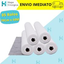 5 Lençóis Descartável TNT Hospitalar Rolo 70x50m - Conforto e Higiene para Macas em Clínicas e Hospitais - Flexpell