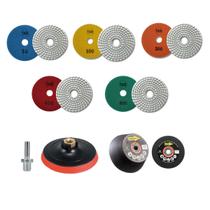 5 Lixas Diamantada Polir Mármore Granito + Suporte + Rebolo 5 Lixas Diamantada Polir Mármore Granito + Suporte + Rebolo