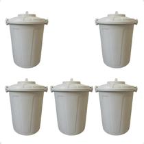 5 Lixeira Cesto Multiuso Tampa Trava Prática Higiênica 60L