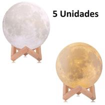 5 Lua Cheia 3d Led Abajur Luminária 12cm Lampada + Suporte