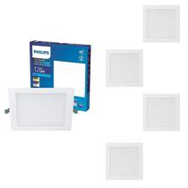 5 Luminária Plafon Led 12w Philips 6500k Bivolt 900lm Quad.