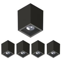 5 Luminária Sobrepor Boxit Par20 Preto E27 Save Energy