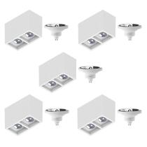 5 Luminária Sobrepor P/ 2 Lâmpada Boxit + 2 Lâmpada AR111 12W 4000K 5 Luminária Sobrepor P/ 2 Lâmpada Boxit + 2 Lâmpada AR111 12W 4000K