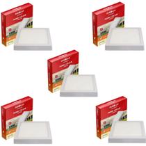 5 Luminárias Led Quadrada Sobrepor 24w 4000k Bivolt 5 Luminárias Led Quadrada Sobrepor 24w 4000k Bivolt