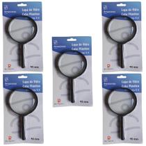 5 Lupas Manual 90Mm Aumento Grande 5X Lente Leitura Estetica