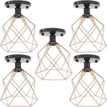 5 Lustres Teto Plafon Industrial Aramado Cálice Retrô Luminária Sobrepor Vintage Agp Ilumini 5 Lustres Teto Plafon Industrial Aramado Cálice Retrô Luminária Sobrepor Vintage Agp Ilumini