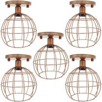 5 Lustres Teto Plafon Industrial Aramado Globo Retrô Luminária Sobrepor Vintage Agp Ilumini