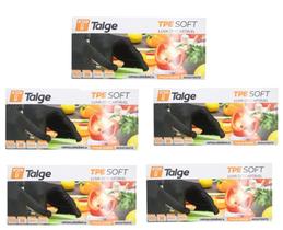 5 Luvas descartável Talge TPE soft Preta 100 unidades