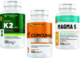 5 Magnesio 120 caps + Cur cuma 120 caps + Vitamina K2 120 cáps kit 3 frascos de 120 capsulas 500mg total 360 caps