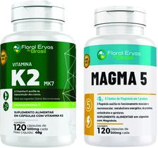 5 Magnesio 120 caps + Vitamina K2 120 cáps kit 2 frascos de 120 capsulas 500mg total 240 caps