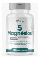 5 Magnésio Dipp 120 Cápsulas 500mg Quelato Malato Taurato Citrato Óxido Suplemento Magnesio Muwiz