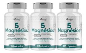 5 Magnésio kit 3x 120 Cápsulas Dipp 360 cápsulas Malato Quelato Citrato Taurato muwiz