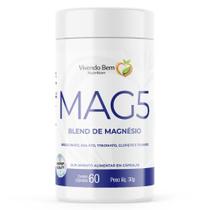 5 Magnésios 60 Cápsulas 300mg Alta Absorção Vivendo Bem Sem Sabor 5 Magnésios 60 Cápsulas 300mg Alta Absorção Vivendo Bem Sem Sabor