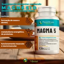 5 Magnésios Quelato Malato Taurato Pa 120 Cápsulas Magma 5 Floral Ervas