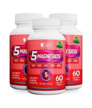 5 magnésios suplemento 500mg 60 cápsulas fórmula com 5 tipos de magnésio caps 1