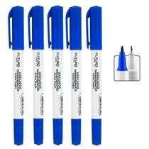 5 Marcador Caneta Permanente Multiuso Ponta Dupla Retroprojetor 2mm