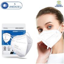 5 Máscaras Descartáveis Branca KN95 WWDoll 5 Camadas Anvisa
