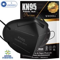 5 Máscaras Descartáveis KN95 PFF2 WWDoll 5 Camadas c Anvisa