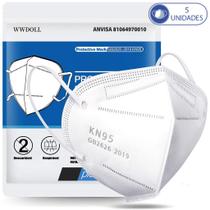 5 Máscaras Respiratórias KN95 Branca WWDoll 5 Camadas Anvisa 5 Máscaras Respiratórias KN95 Branca WWDoll 5 Camadas Anvisa