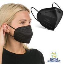 5 Máscaras Respiratórias KN95 Preta WWDoll 5 Camadas Anvisa