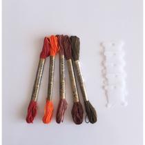 5 meadas tons terrosos - bordado livre ponto cruz