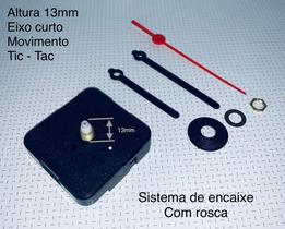 5 Mecanismos de relógio para parede com sistema de encaixe com rosca e altura 13mm