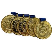 5 Medalhas Honra ao Mérito 3,4cm Ouro Prata Bronze com fita 5 Medalhas Honra ao Mérito 3,4cm Ouro Prata Bronze com fita