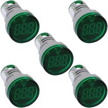 5 Medidor Voltímetro Digital 5-60Vcc Verde 22mm AD22-22VS-DC-G Corrente Contínua