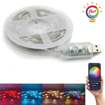 5 Metros Fita De Led 3030 Rgb 5v Usb Bluetooth Musical App - GOLDENSKY