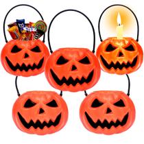 5 Mini Abóbora com Alça Dia das Bruxas Halloween Decoração 5 Mini Abóbora com Alça Dia das Bruxas Halloween Decoração