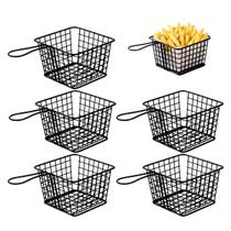 5 Mini Cestos Para Frituras Ferro Preto Resistente Premium