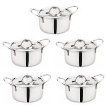 5 Mini Panela Caçarola em inox pequena com tampa e alça