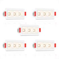 5 Mini Spot Downlight Triplo Embutir 4000k Sala Jantar Bet91