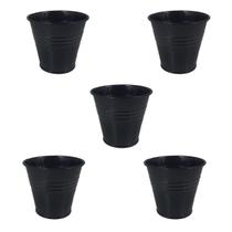 5 Mini vaso cachepot metal decoração e vasinho festas preto 5 Mini vaso cachepot metal decoração e vasinho festas preto