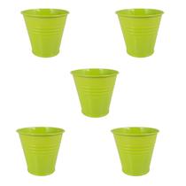 5 Mini vaso cachepot metal decoração e vasinho festas verde
