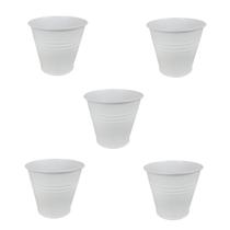 5 Mini vaso cachepot metal decorativo e vasinho festa branco