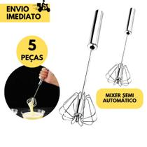 5 Mixer Semi Automático Inox Batedor de Ovos, Claras, Sucos Vitaminas e Drinks, para sua Casa Bares