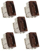 5 Módulo Tomada Sleek Marrom Brilhante 2P+T 10A MarGirius 5 Módulo Tomada Sleek Marrom Brilhante 2P+T 10A MarGirius